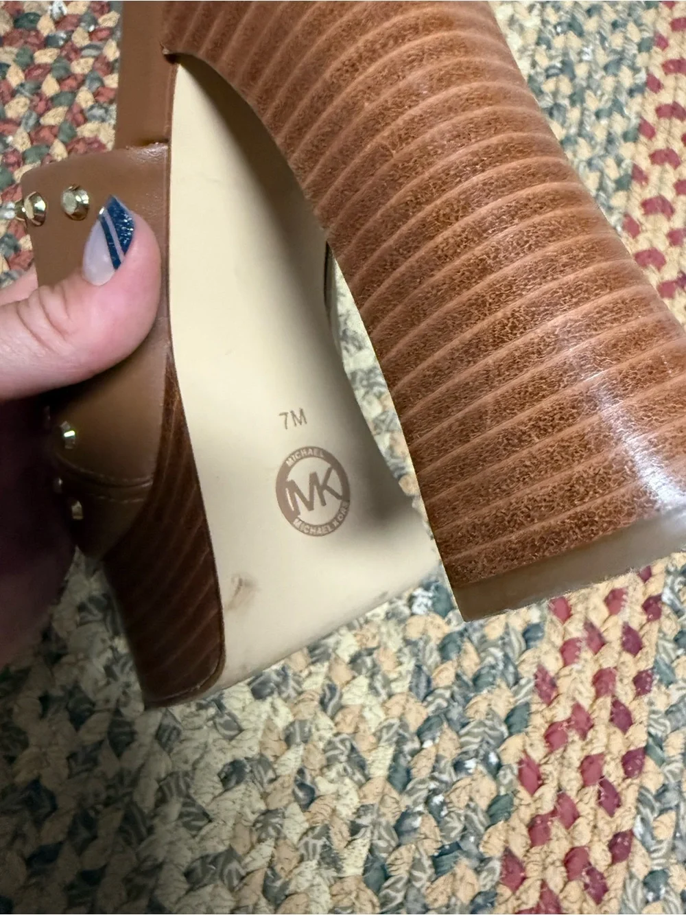 Platform Studded Slide Heels in Brown by Michael Kors